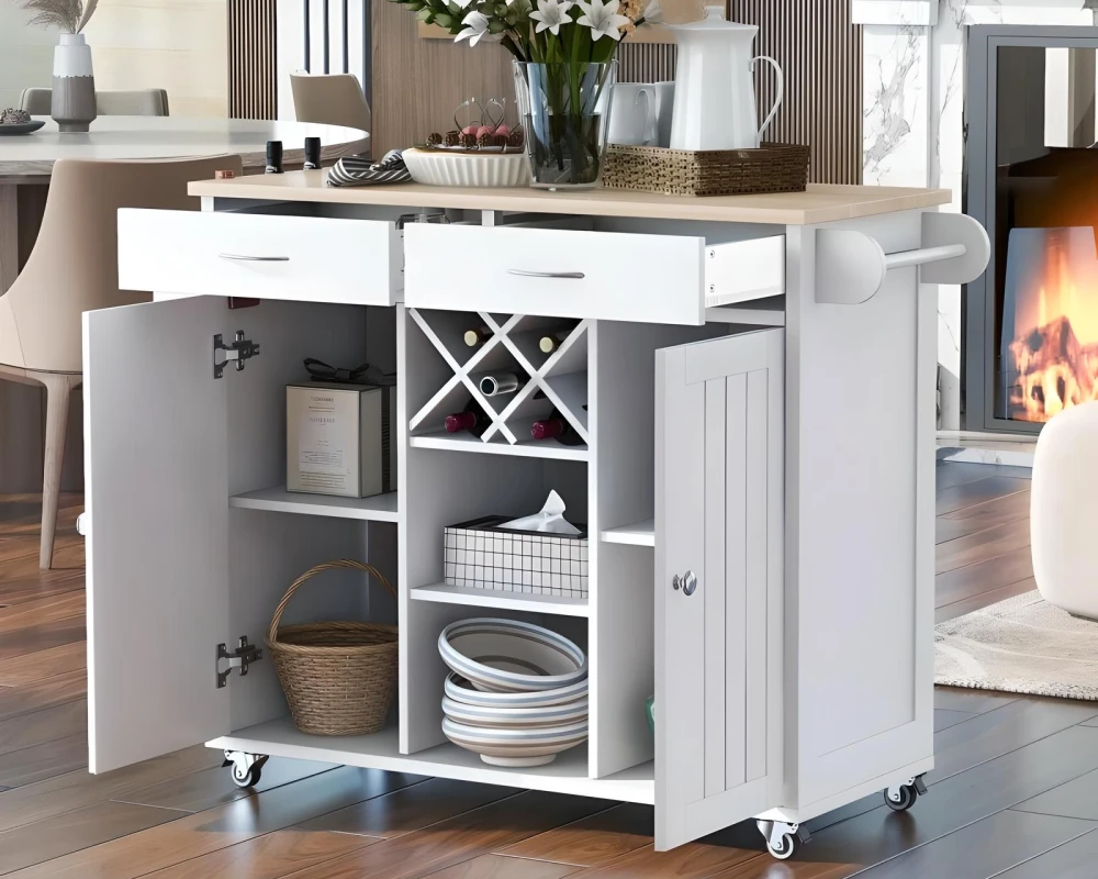 rolling kitchen cart with storage