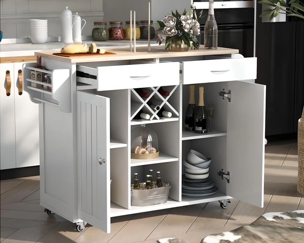 rolling kitchen cart with storage